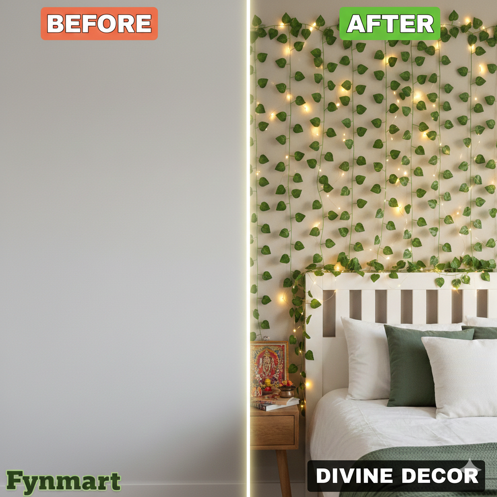 New Modern Artificial Money Plant Garland 8 Feet Set of 12 Strings | 30 Leaves per String Hanging Green Creeper Vines | Balcony, Wall, Main Door, Home & Office Decor | Party, Wedding & Festival Decora