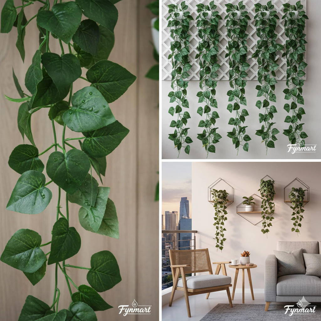 NEW Modern Artificial Money Plant Garland 8 Feet (Pack of 12, 30 Leaves Each) Hanging Green Leaves for Wall Decoration |